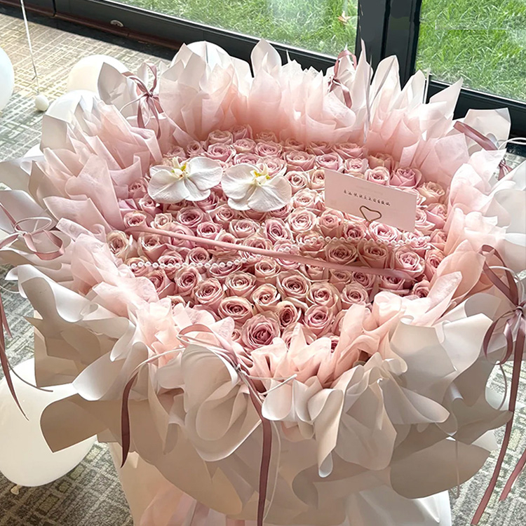 99枝蝴蝶蘭混搭粉色玫瑰花束fl00026-0177