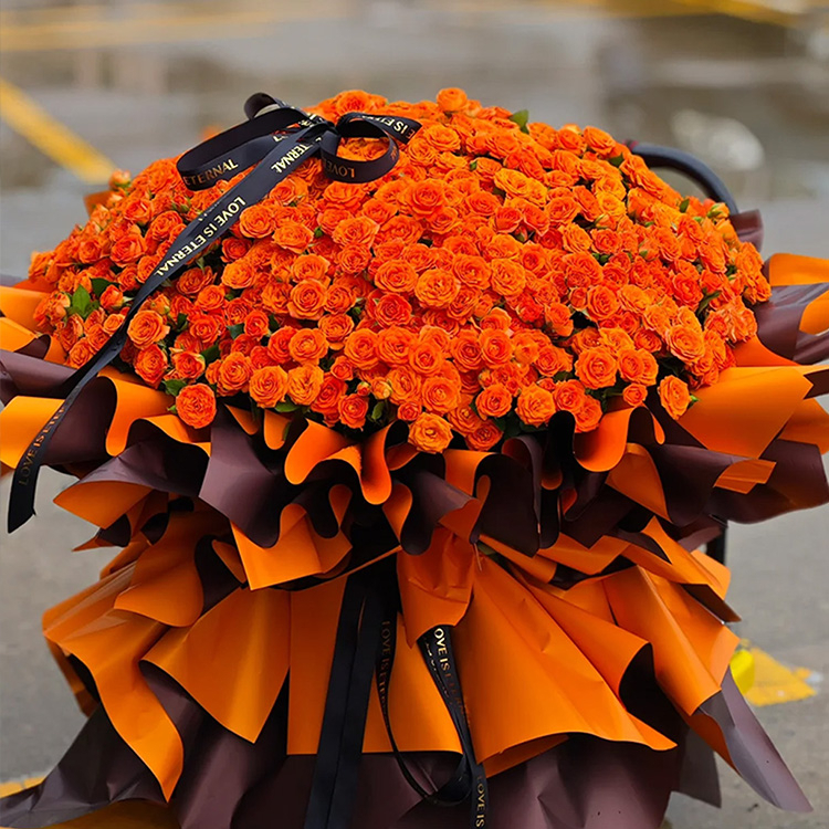 199枝橙芭比多頭玫瑰花束fl00026-0195
