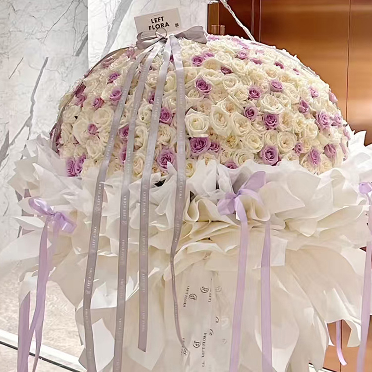 520枝白色玫瑰混搭紫色玫瑰花束fl00026-0202