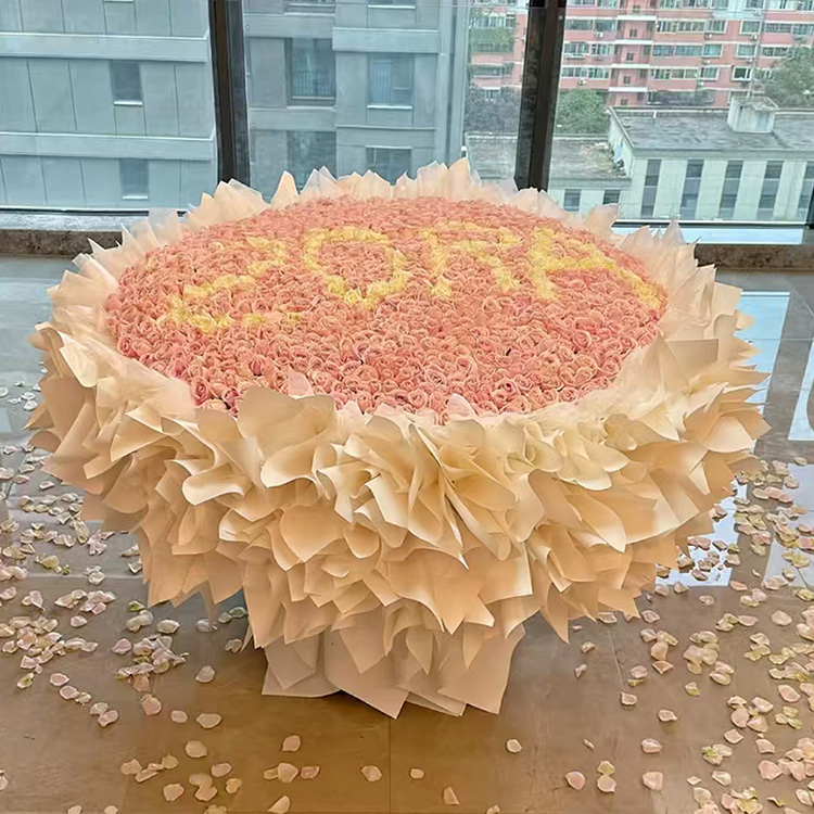 999枝粉色玫瑰混搭白色玫瑰花束fl00026-0204