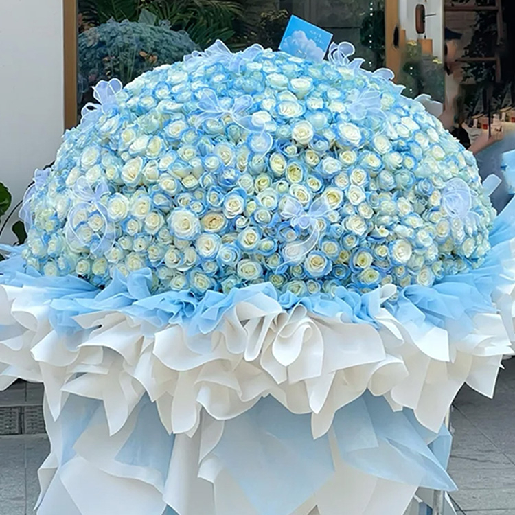 999枝碎冰藍玫瑰花束fl00026-0208