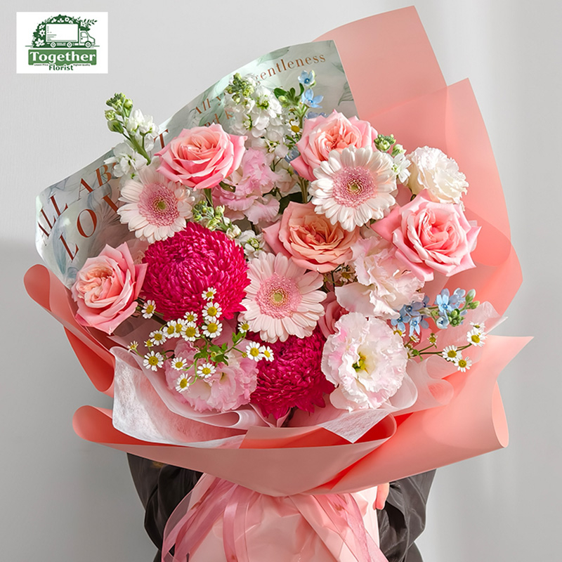 牡丹菊混搭閨蜜玫瑰，非洲菊花束 fl0000-XH0153