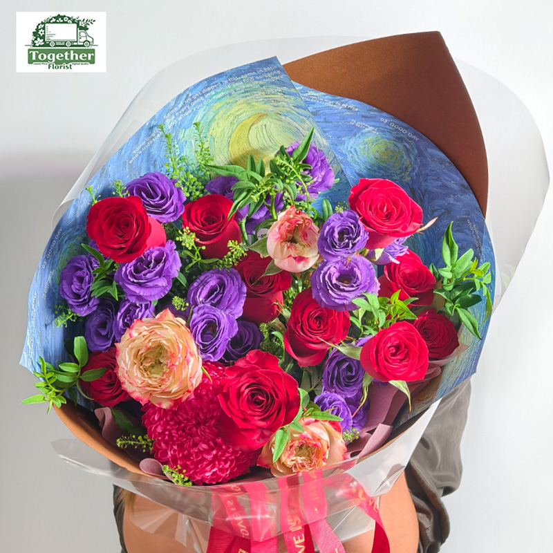 玫瑰混搭桔梗，牡丹菊花束 fl0000-XH00157-251029