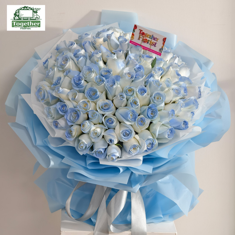 99枝碎冰藍玫瑰(噴色)花束 fl0000-XH0155
