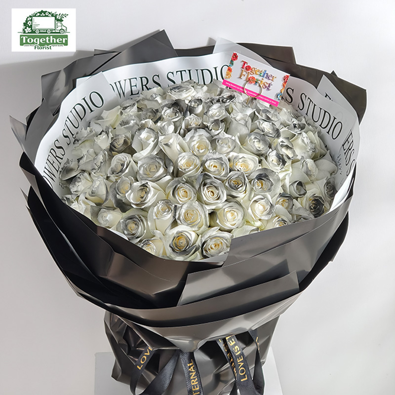 99枝黑白混色玫瑰花束（噴色）fl0000-XH0167
