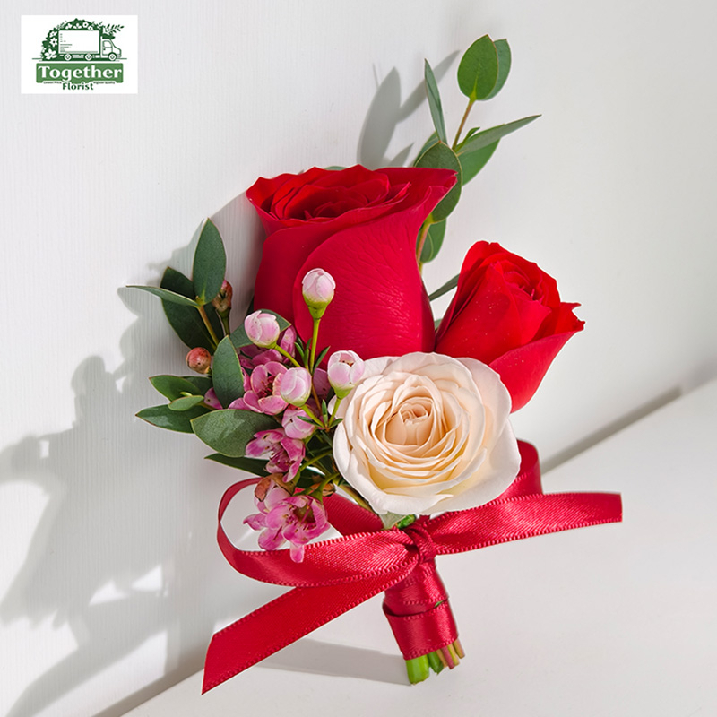 白色玫瑰混搭紅色玫瑰襟花fl0000-JH0002（01）