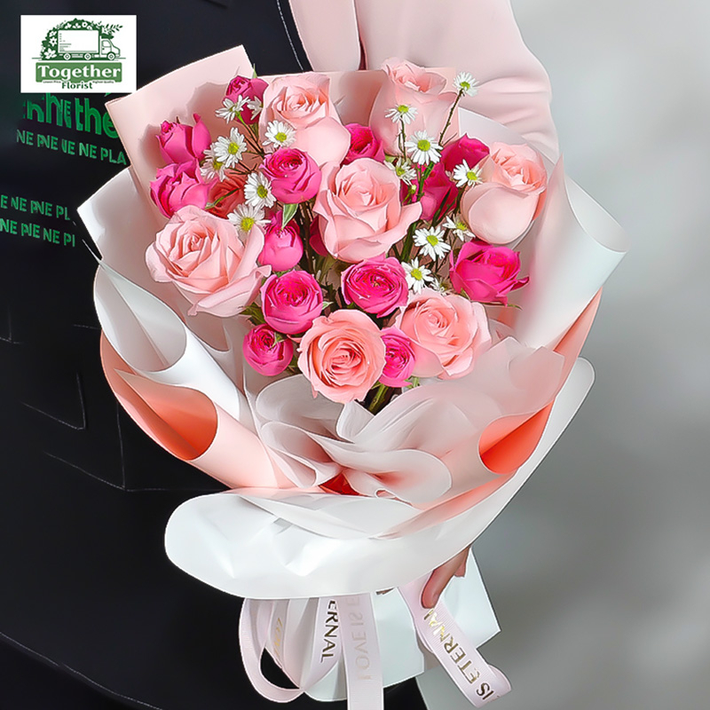 戴安娜玫瑰混搭蘇菲多頭玫瑰花束fl0000-XH0183