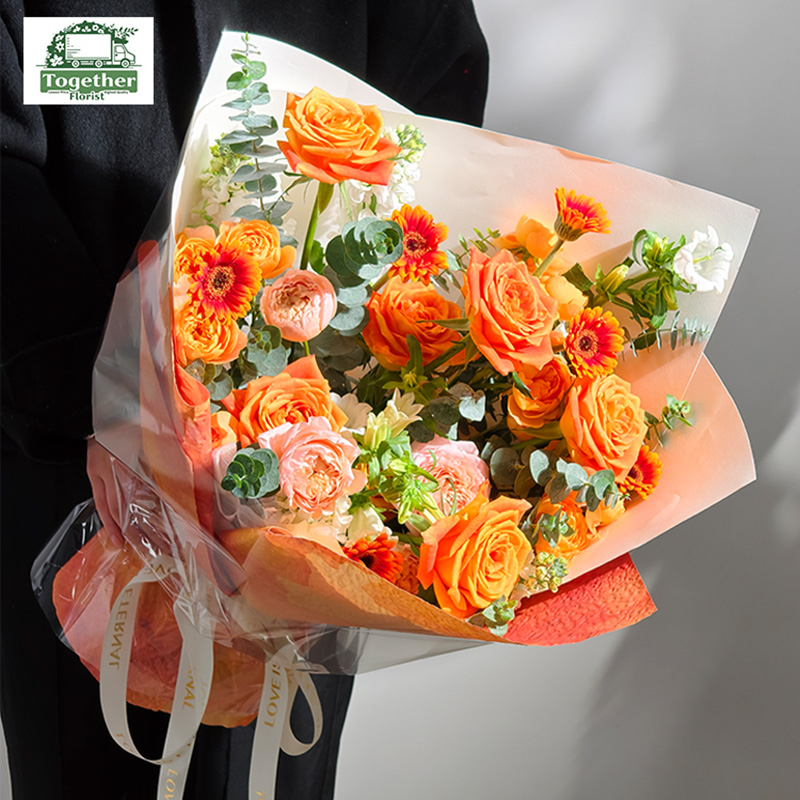 歡樂頌玫瑰混搭非洲菊，朱麗葉塔玫瑰花束 fl0000-XH0191