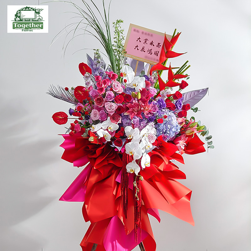 蝴蝶蘭混搭繡球，重瓣百合花籃fl0000-HL0005（01）