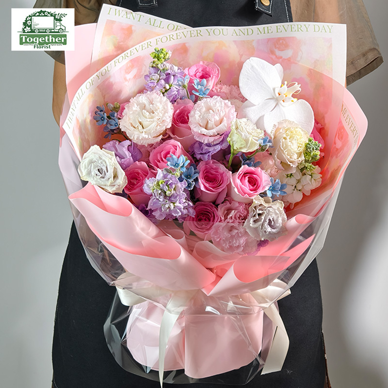 現貨-蝴蝶蘭混搭洛神玫瑰，桔梗花束 fl0000-XH0200-251109