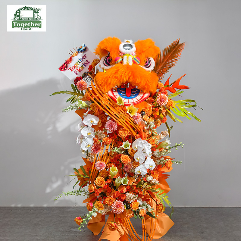 橙色醒獅花籃 fl0000-HL0006