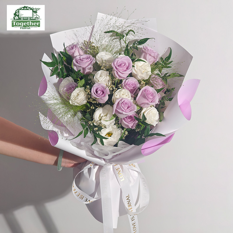 海洋之歌玫瑰混搭桔梗花束 fl0000-XH0208