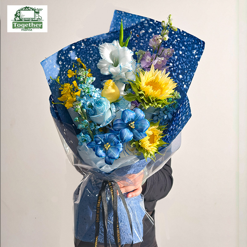 鬱金香混搭向日葵，玫瑰花束 fl0000-XH0217