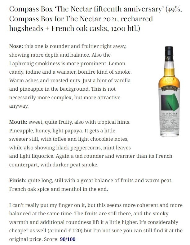 (Black Friday優惠) Compass Box The Nectar 15th (55% Laphroaig 15 yo & 45% Highland Malt 14 yo)