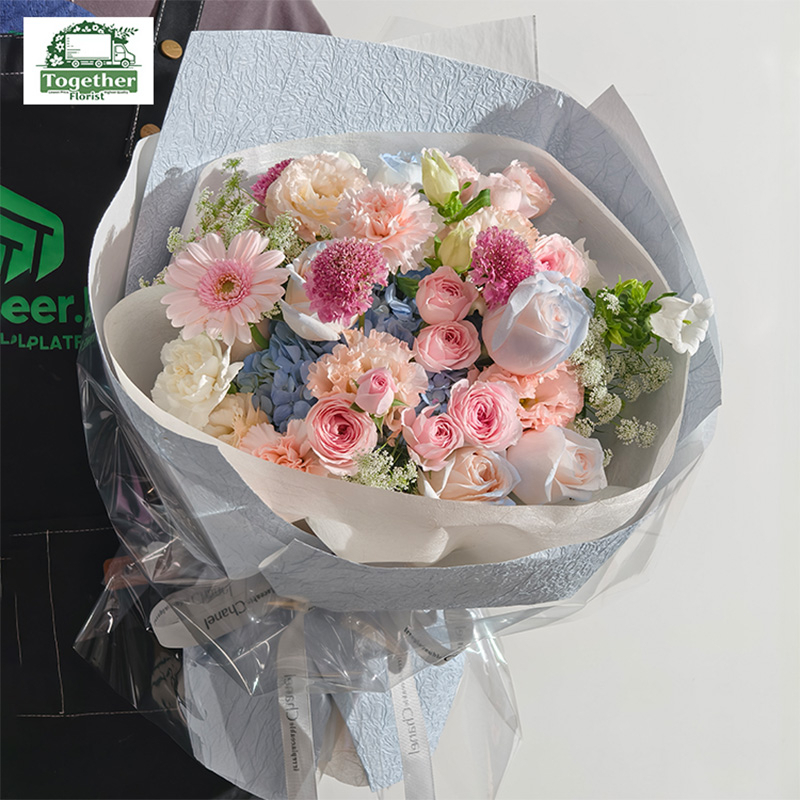 現貨-繡球混搭非洲菊，玫瑰花束 fl0000-XH0231-251121