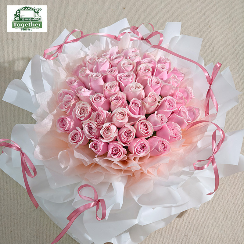 52枝粉色玫瑰花束 fl0000-XH0220