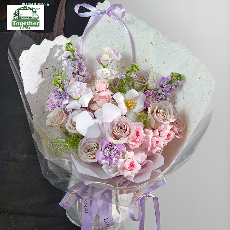 蝴蝶蘭混搭鬱金香，乒乓菊花束 fl0000-XH0232