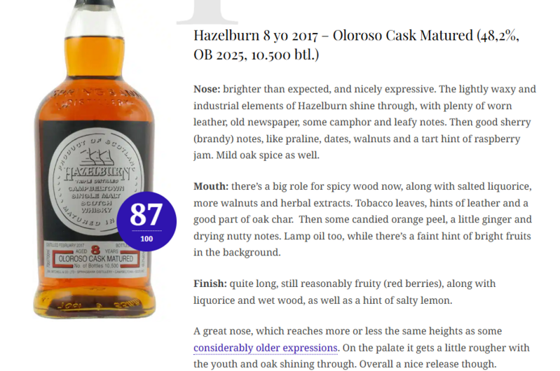 Hazelburn 8 yo 2017-2025 Oloroso Sherry Casks 48.2%