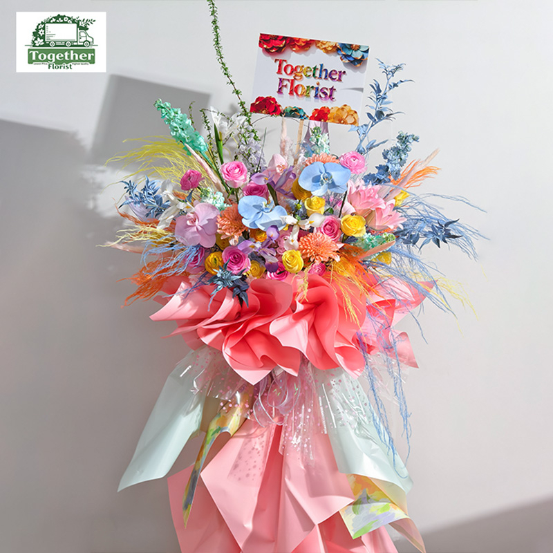 蝴蝶蘭混搭大麗花，重瓣百合花籃 fl0000-HL0001（01）