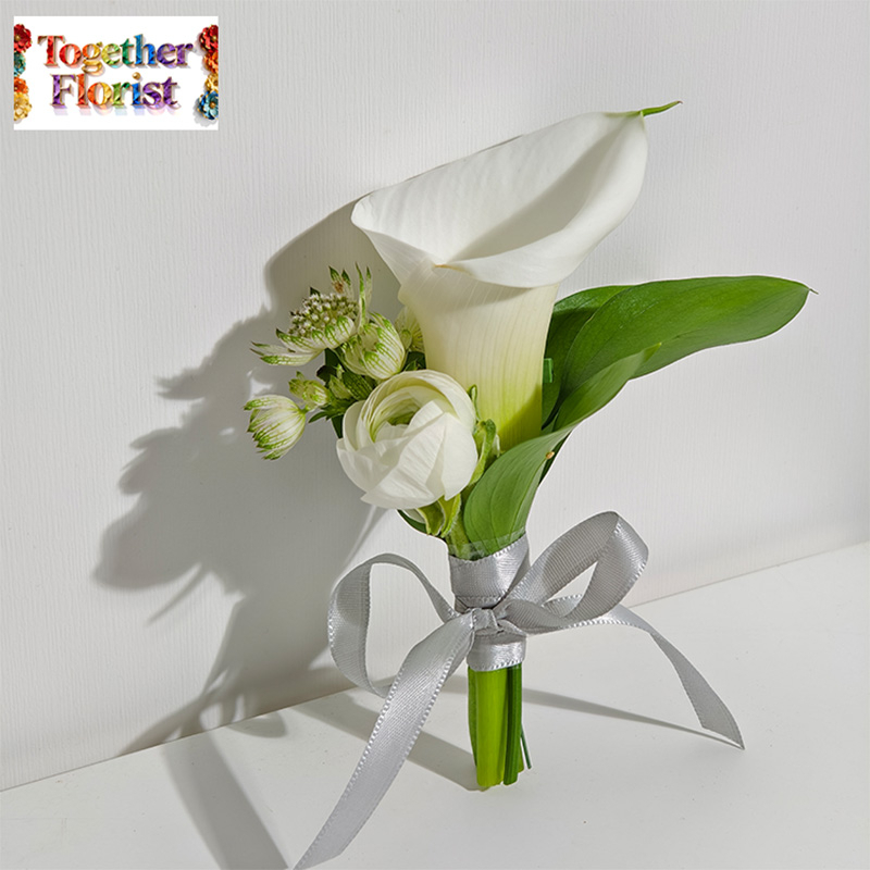 馬蹄蓮混搭洋牡丹，荷蘭星芹襟花 fl0000-JH0003