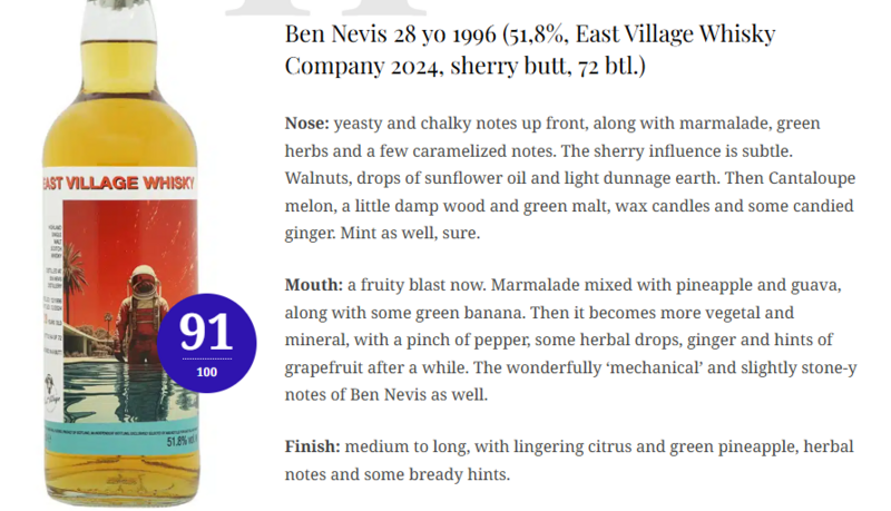 Ben Nevis 28 yo 1996-2024 Butt East Village Whisky Company 51.8%
