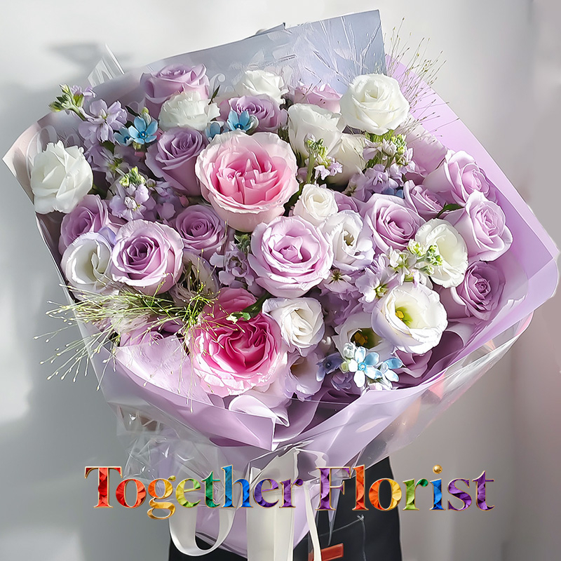 海洋之歌玫瑰混搭洛神玫瑰花束fl0000-XH0024 情人節精選款式，無附加收費