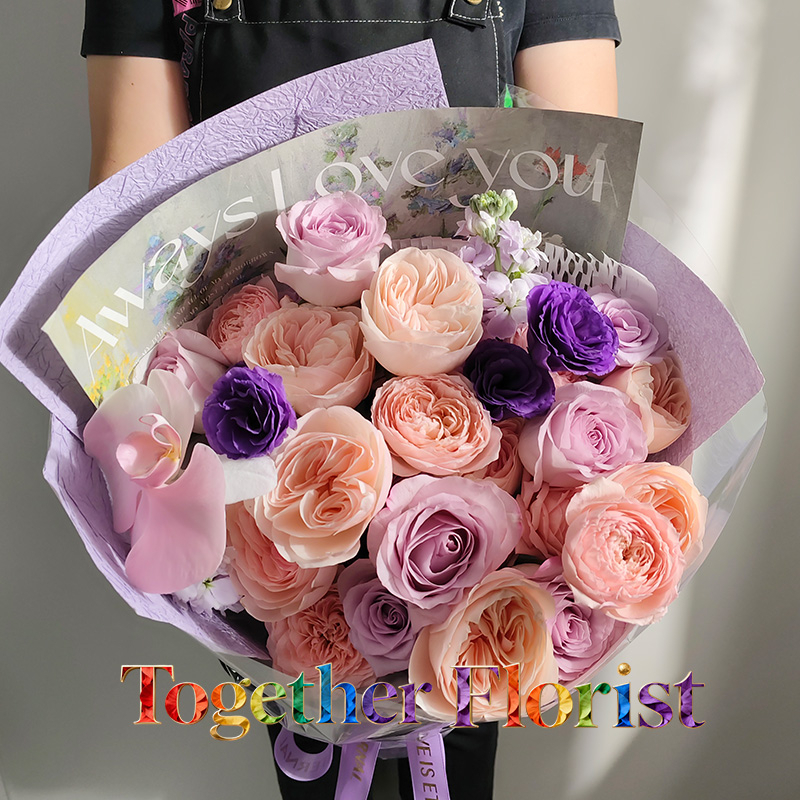 蝴蝶蘭混搭玫瑰花束fl0000-XH0073 情人節精選款式，無附加收費