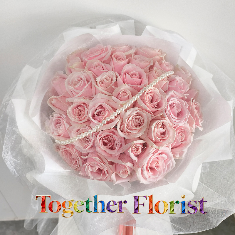 33枝粉色玫瑰花束fl0000-XH0095 情人節精選款式，無附加收費