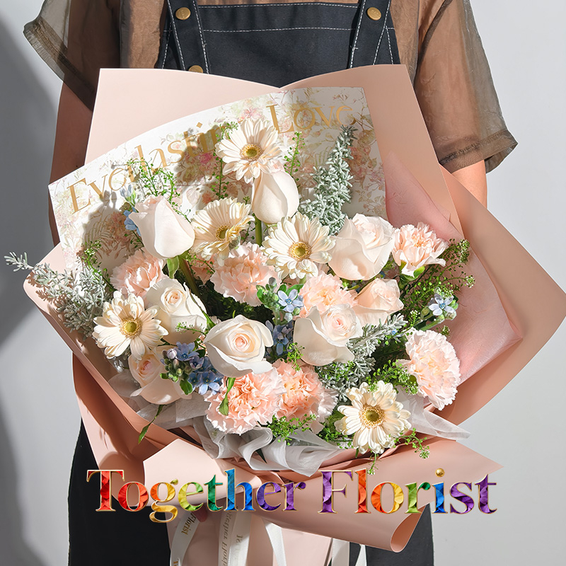 雙魚座玫瑰混搭康乃馨，非洲菊花束 fl0000-XH0275 情人節精選款式，無附加收費