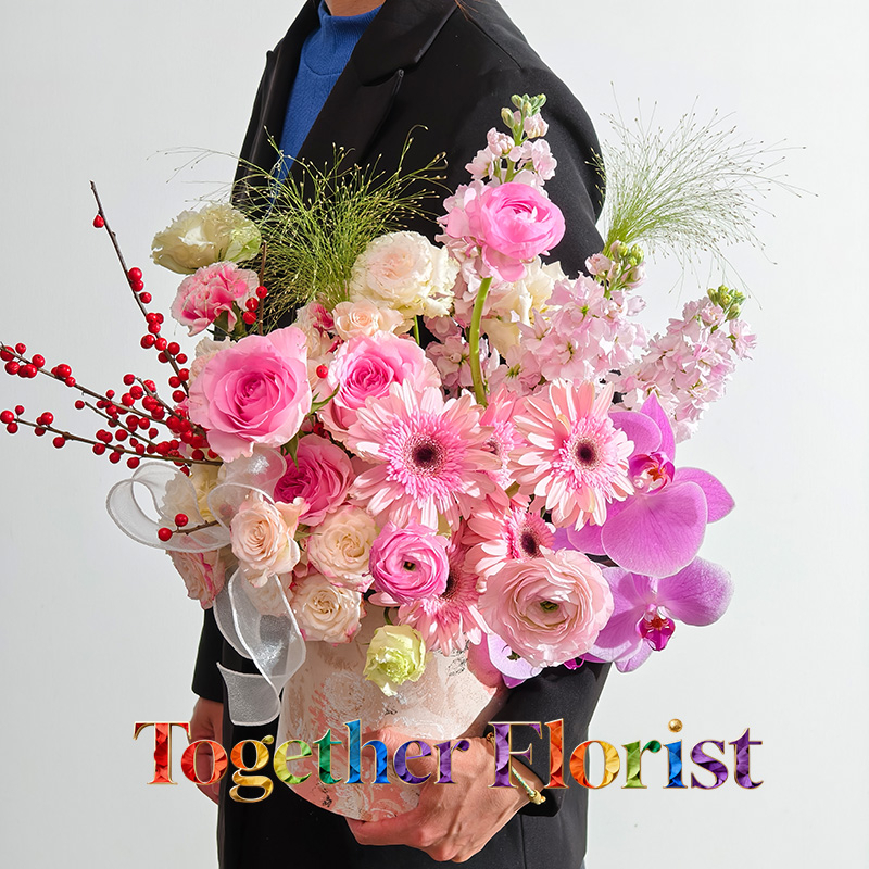 蝴蝶蘭混搭洋牡丹，粉色玫瑰DIY花材包(包送貨上門服務) fl0000-NX004