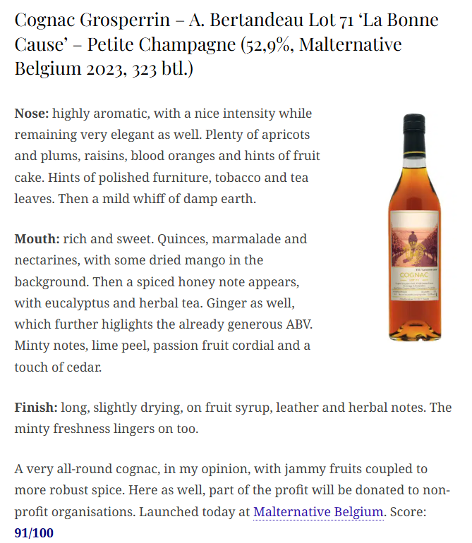 (新年優惠) Grosperrin Lot 71 Petite Champagne 52 yo 2023 'La bonne cause' Malternative 52.9%