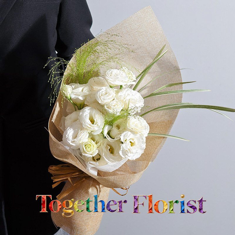 白色桔梗玫瑰花束 fl0000-XH0306