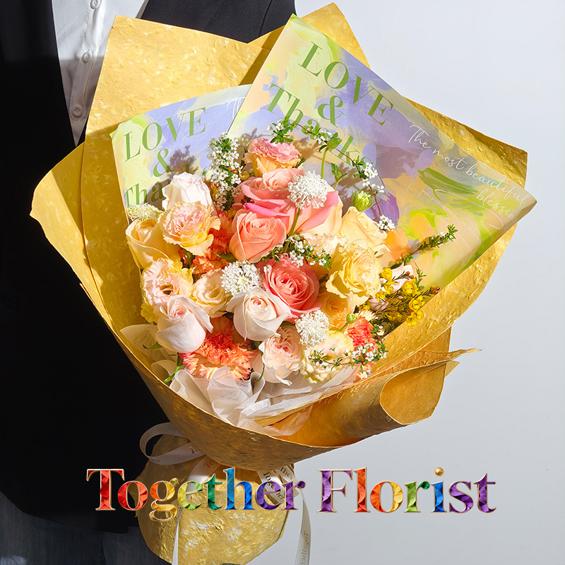 朱小姐玫瑰混搭雙魚座玫瑰，桔梗玫瑰花束 fl0000-XH0305