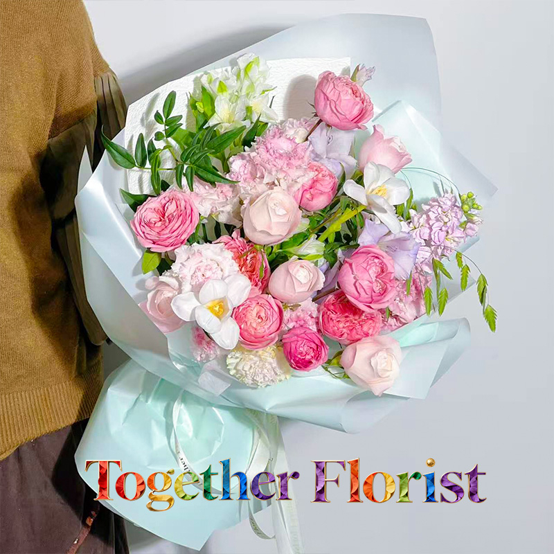 鬱金香混搭朱麗葉塔玫瑰，凱瑟琳玫瑰花束 fl0000-XH0304