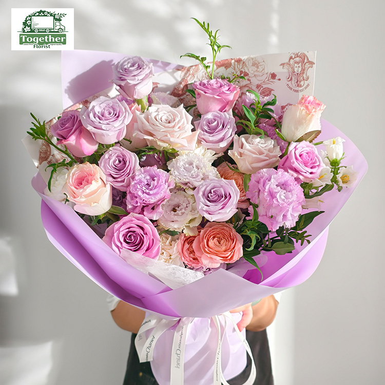 玫瑰混搭風鈴花、桔梗花束fl0000-XH0098