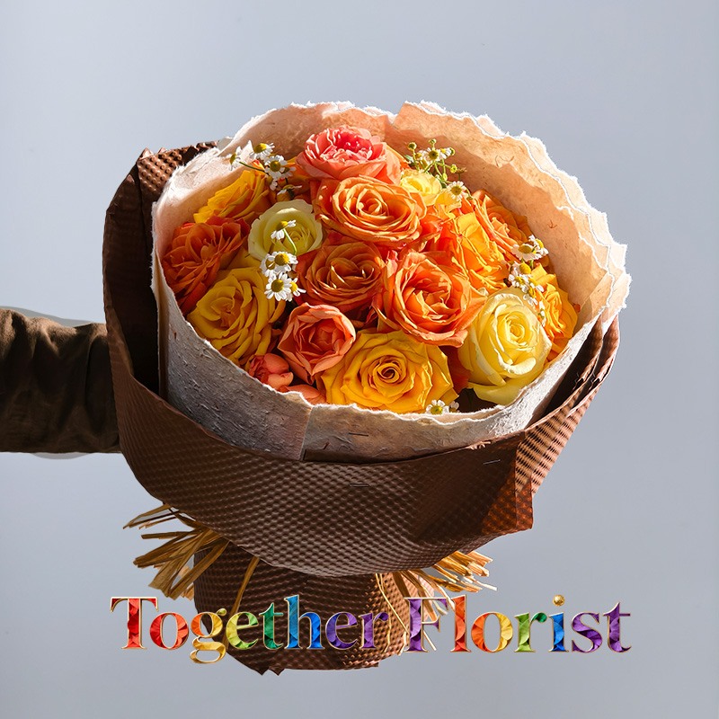 輝煌玫瑰混搭歡樂頌玫瑰，浪漫沙灘玫瑰花束  fl0000-XH0314