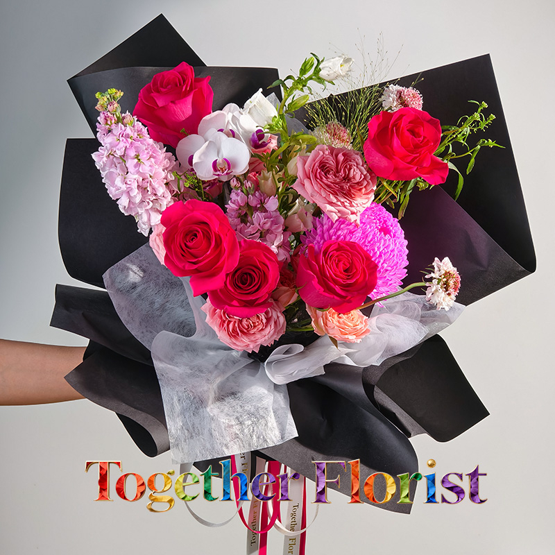 蝴蝶蘭混搭佛洛依德玫瑰，牡丹菊花束 fl0000-XH0316