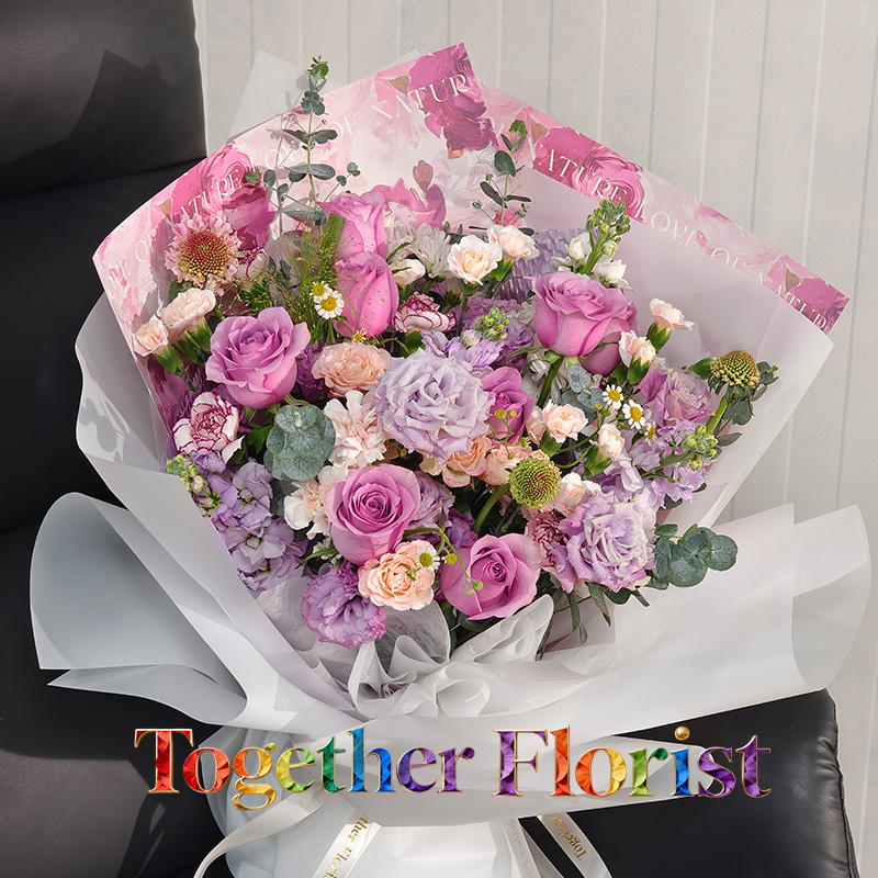 現貨-玫瑰混搭桔梗，康乃馨花束   fl0000-XH0327-260327