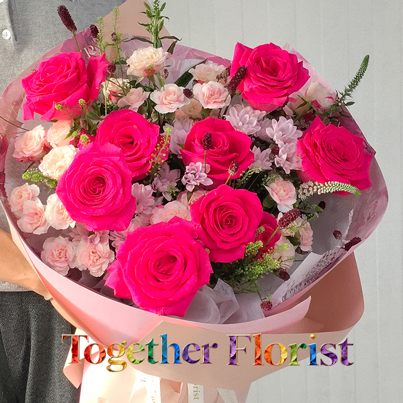 佛洛依德玫瑰混搭折射玫瑰，多頭康乃馨花束 fl0000-XH0336