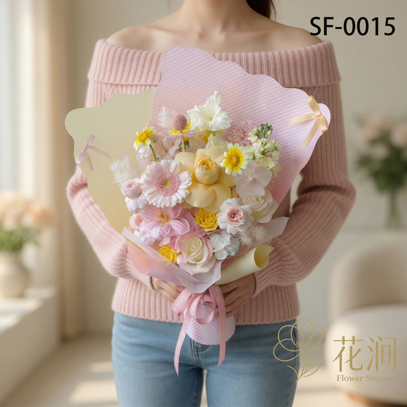 非洲菊混搭鬱金香，玫瑰花束fl00028-SF-0015