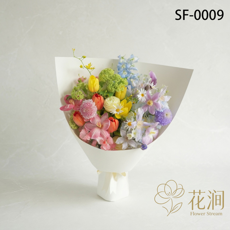 鬱金香混搭洋牡丹，鐵線蓮花束fl00028-SF-0009