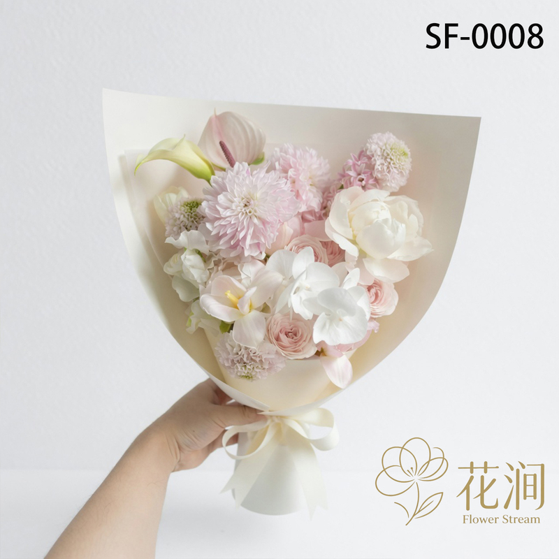 芍藥混搭蝴蝶蘭，粉色玫瑰花束fl00028-SF-0008