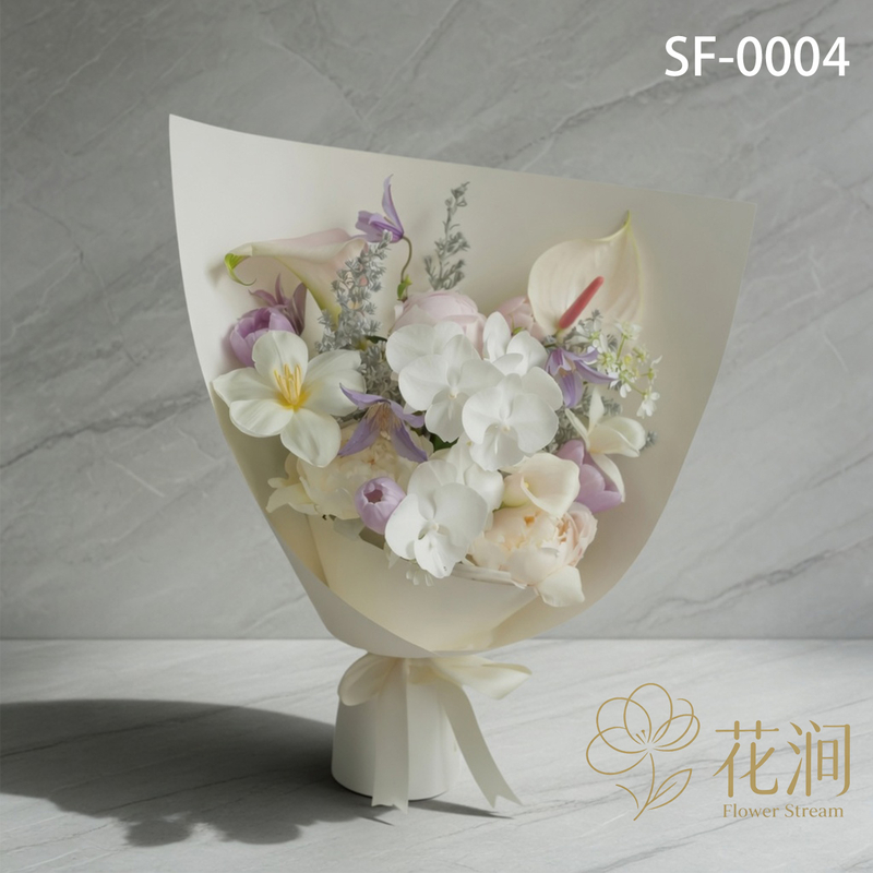 蝴蝶蘭混搭鬱金香，芍藥花束fl00028-SF-0004