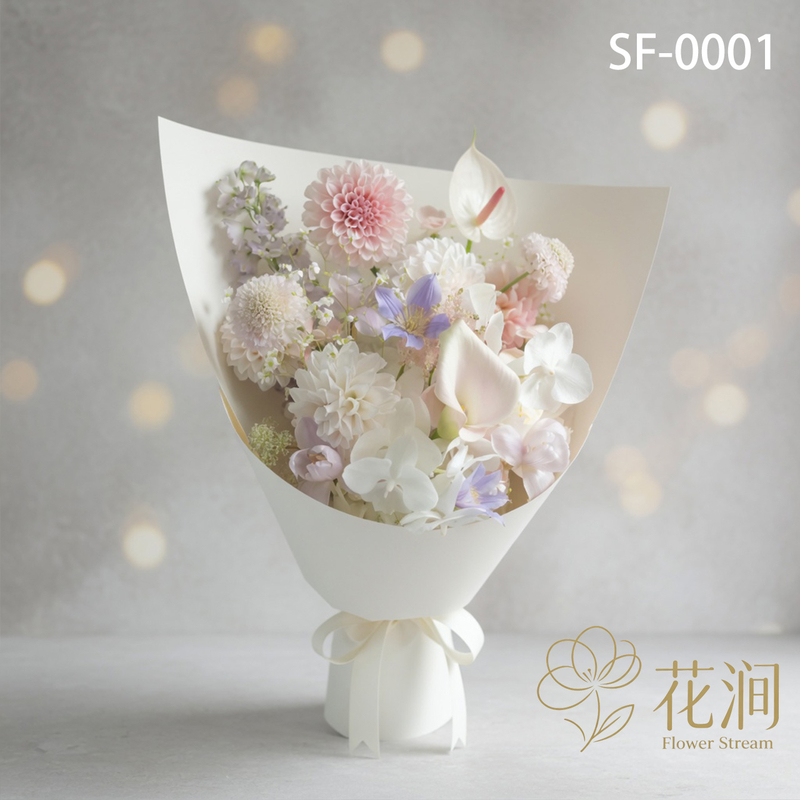大麗花混搭馬蹄蓮，蝴蝶蘭花束fl00028-SF-0001
