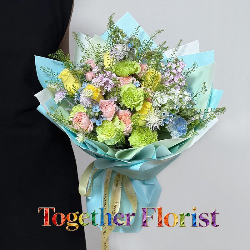 朱麗葉塔玫瑰混搭浪漫沙灘玫瑰，康乃馨花束fl0000-XH0371