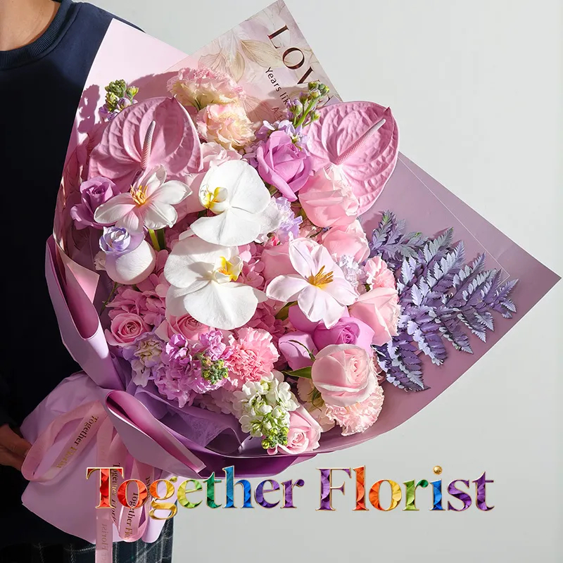鬱金香混搭蝴蝶蘭，繡球花束fl0000-XH0375