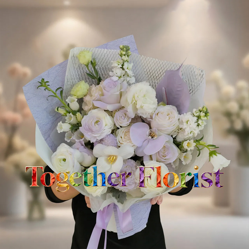 鬱金香混搭蝴蝶蘭，噴色玫瑰花束fl0000-XH0379