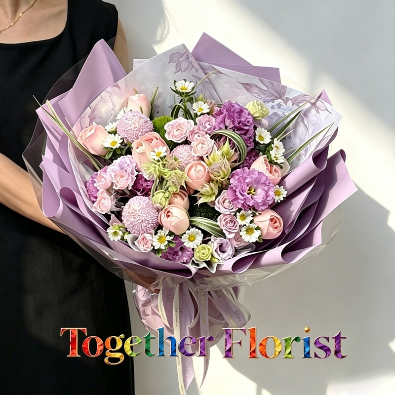 凱瑟琳玫瑰混搭乒乓菊，折射多頭玫瑰花束fl0000-XH0385